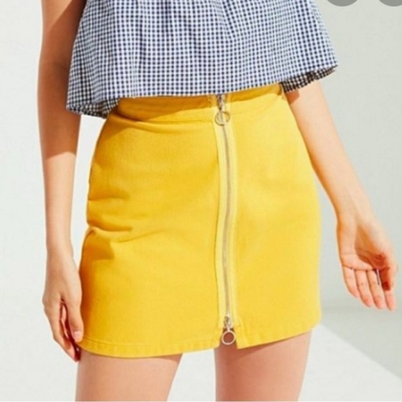 Urban Outfitters Dresses & Skirts - Urban Outfitters Adonita Zip Front Miniskirt Yellow XS